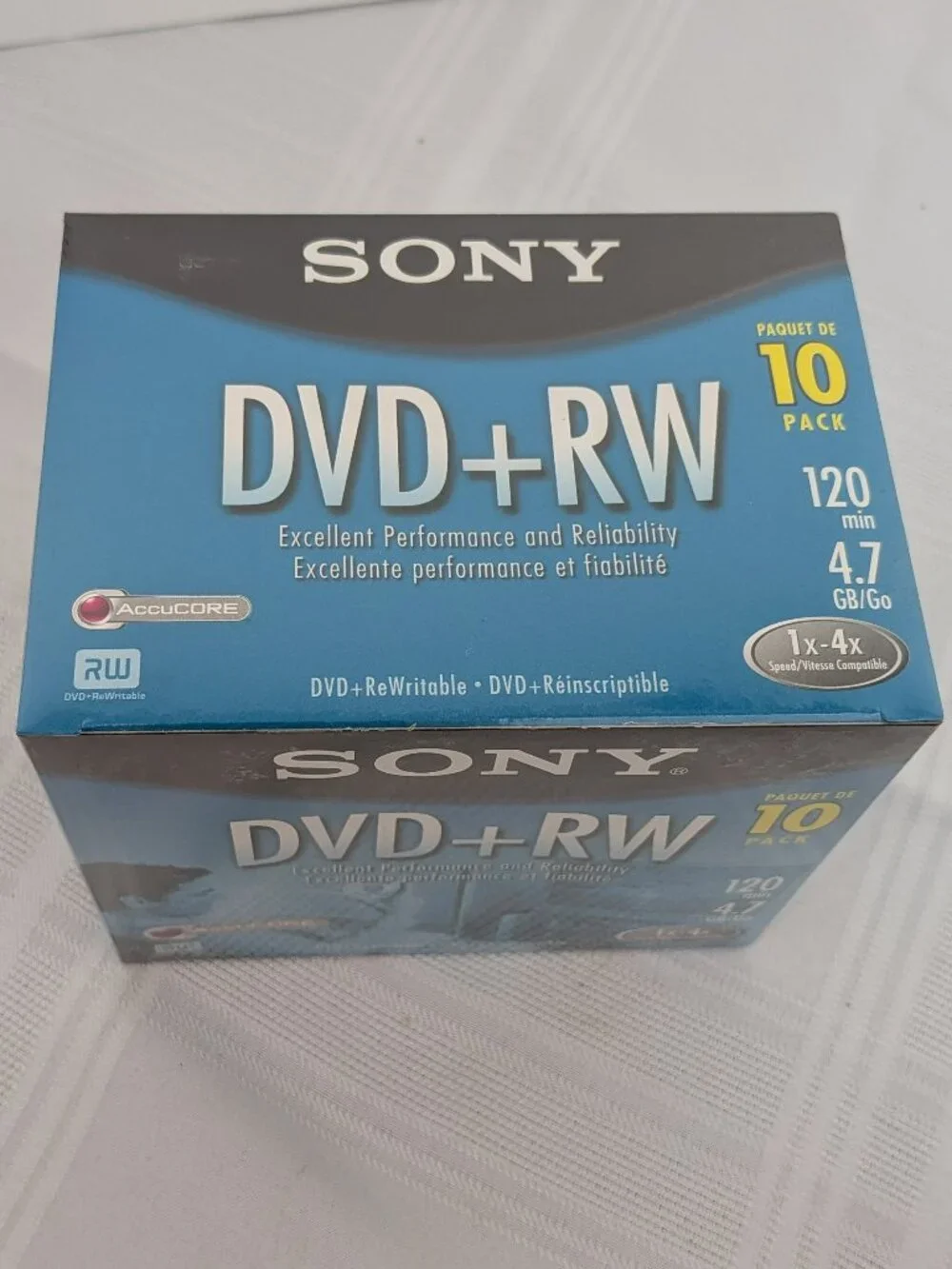 Sony 10 Pack DVD+RW Blank Rewritable 4.7 GB 120 Minute Disks New In Sealed Box